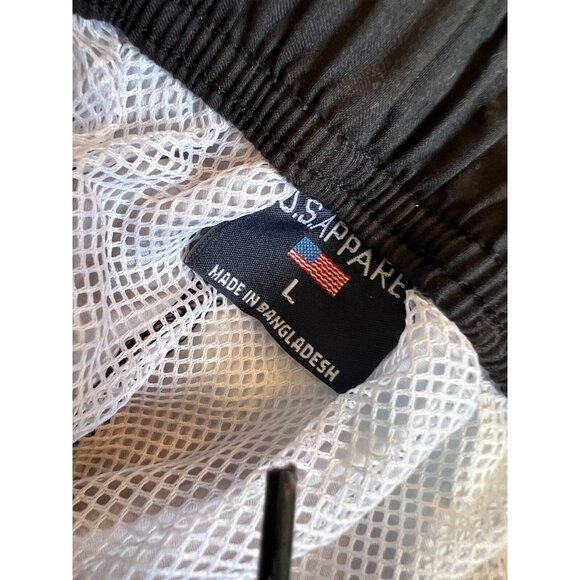 NWT US Apparel Swim Trunks Black Old‎ Glory American Flag USA Large Olympics - Picture 2 of 12